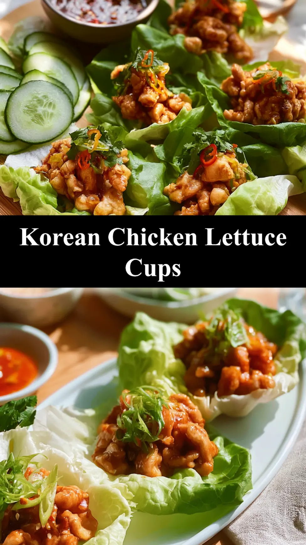 Korean Chicken Lettuce Cups Vibrant Fresh Way to Make Dinner Real 6 Korean Chicken Lettuce Cups served and ready to eat, easy homemade dish