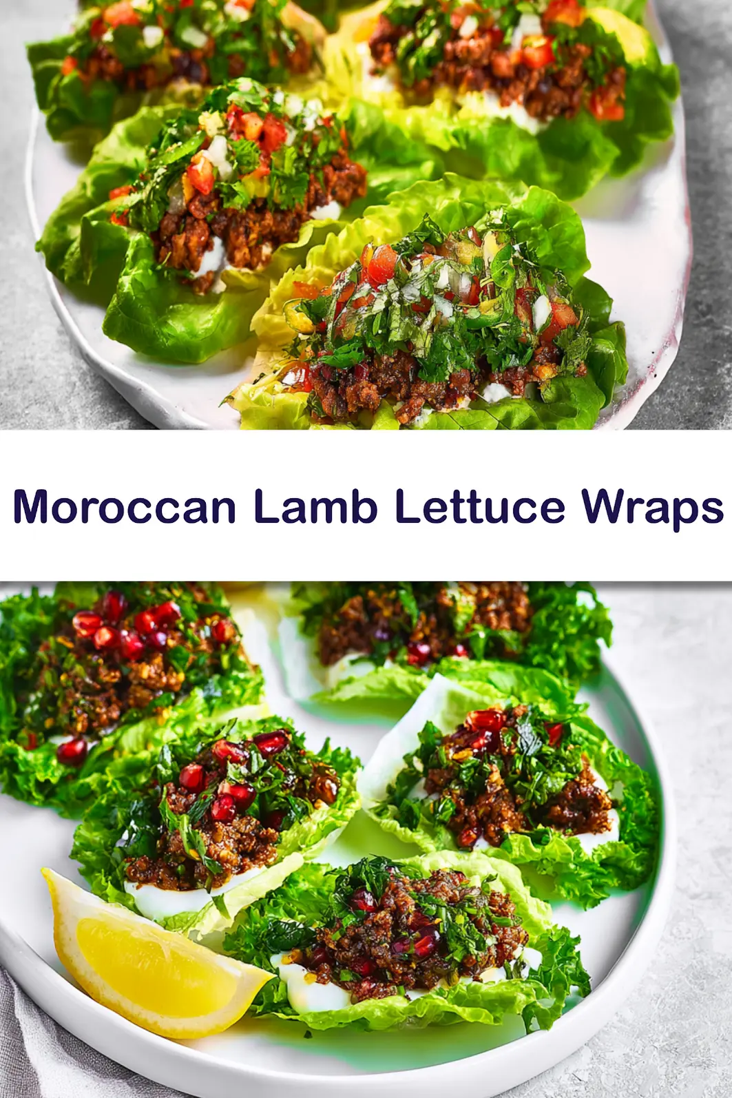 Moroccan Lamb Lettuce Wraps served and ready to eat, easy homemade dish