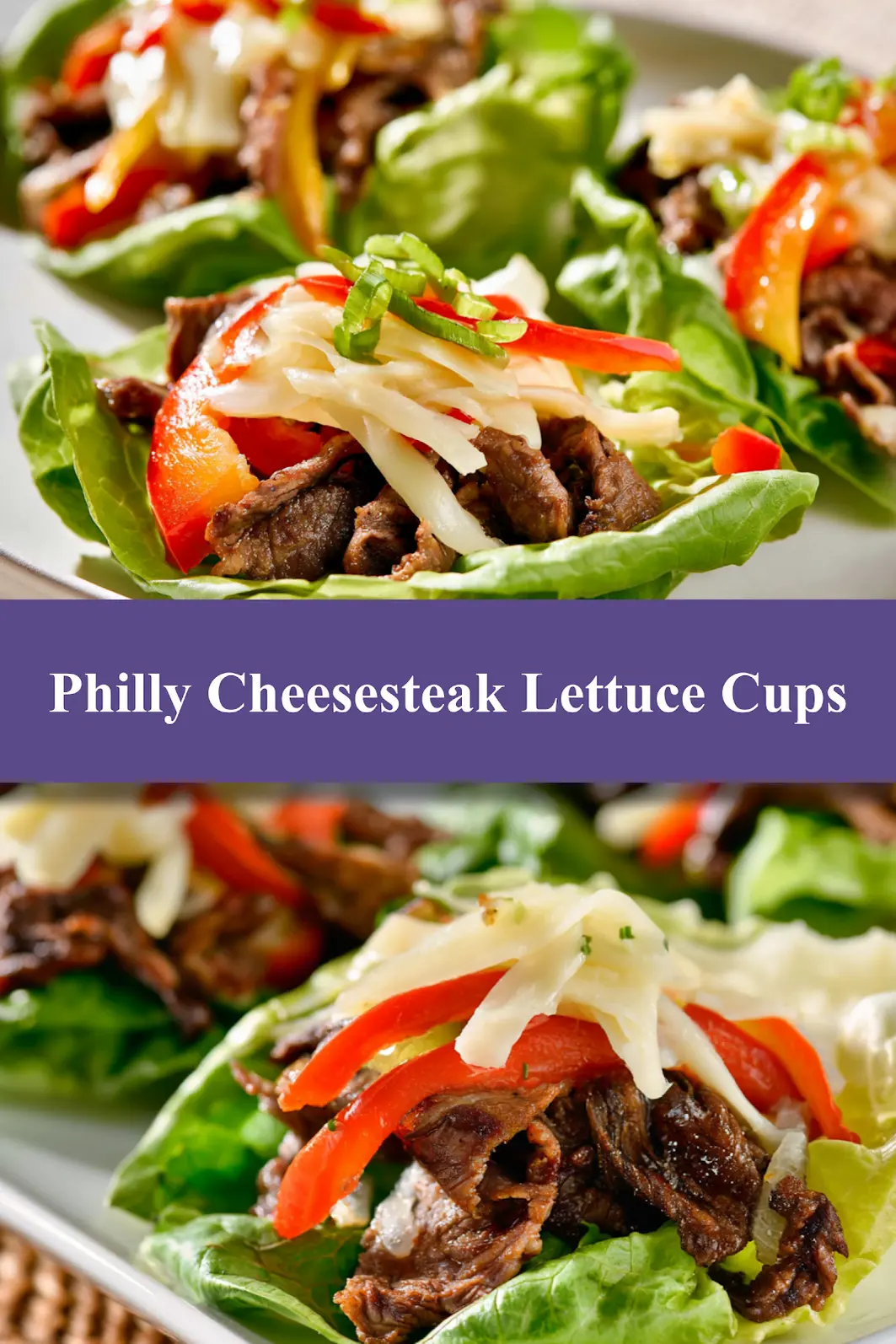 Philly Cheesesteak Lettuce Cups served and ready to eat, easy homemade dish