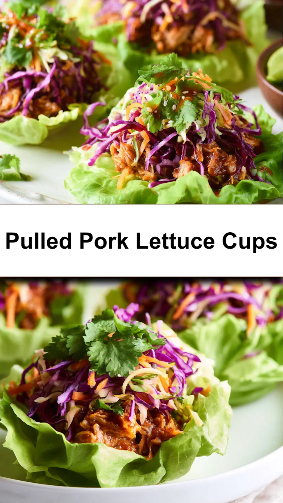Pulled Pork Lettuce Cups BBQ Your New Favorite Satisfying Real Dinner 6 Pulled pork lettuce cups with BBQ filling and tahini slaw, easy homemade recipe