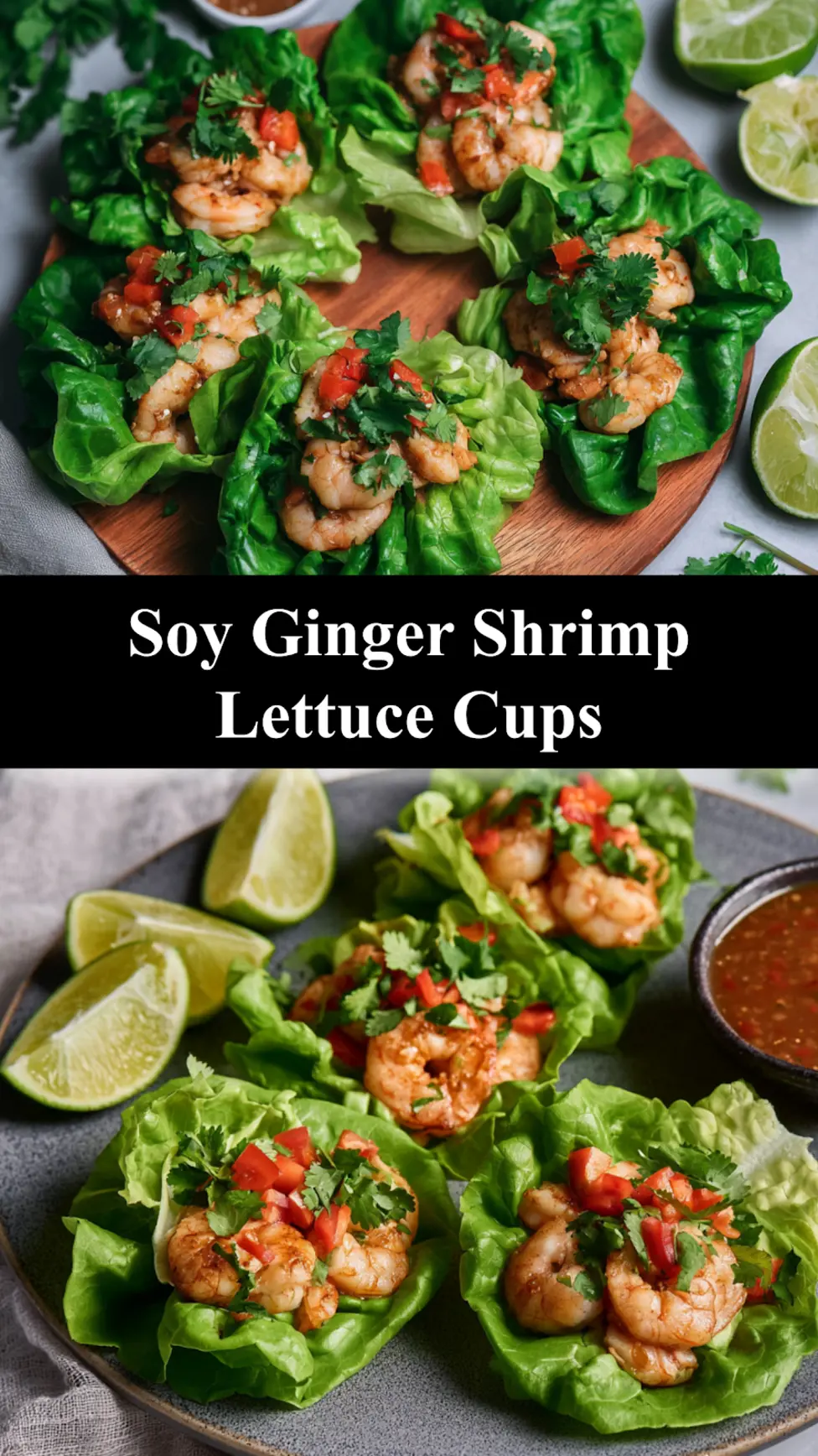 Soy Ginger Shrimp Lettuce Cups in butter lettuce with spicy peanut sauce  easy weeknight dinner