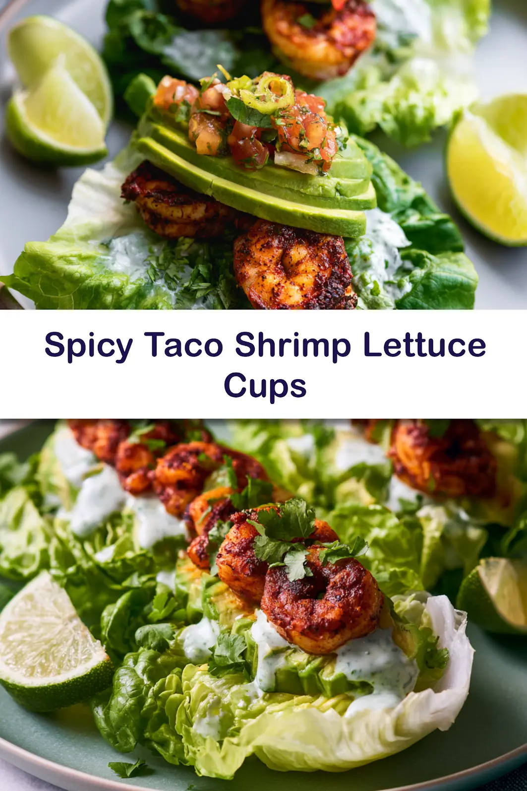 Spicy Taco Shrimp Lettuce Cups served and ready to eat, easy homemade dish
