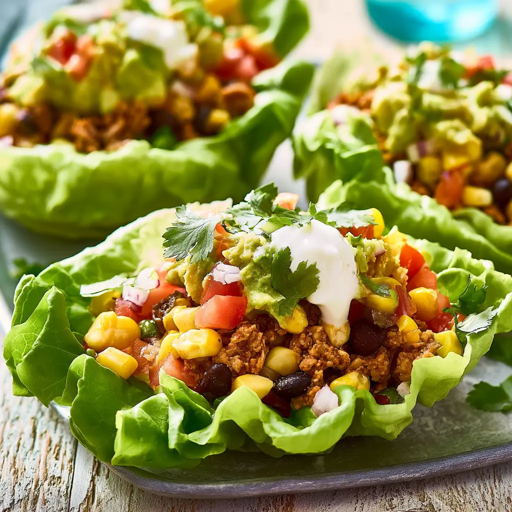 Taco Salad Stuffed Lettuce Cups Your New Favorite Fresh Dinner 5 Taco Salad Stuffed Lettuce Cups recipe, served and ready to eat, easy homemade dish