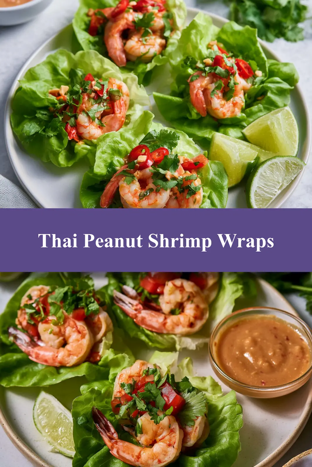 Thai Peanut Shrimp Lettuce Wraps Your New Favorite Fresh Easy Dinner 6 Thai Peanut Shrimp Lettuce Wraps served and ready to eat, easy homemade dish