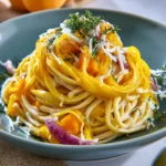 Butternut Squash Protein Pasta recipe, served and ready to eat, easy homemade dish