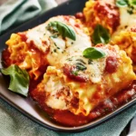 PROTEIN LASAGNA ROLL UPS recipe, served and ready to eat, easy homemade dish