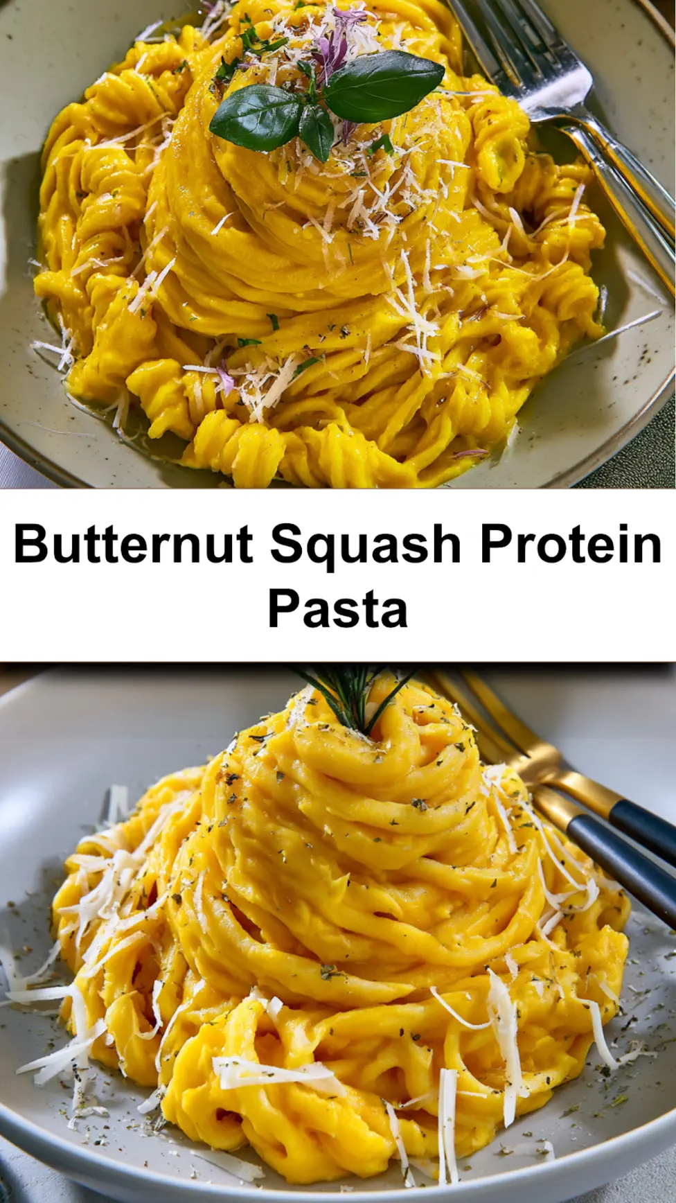 Butternut Squash Protein Pasta Cozy New Way to Make a Satisfying Real Dinner 6 Butternut Squash Protein Pasta recipe, served and ready to eat, easy homemade dish