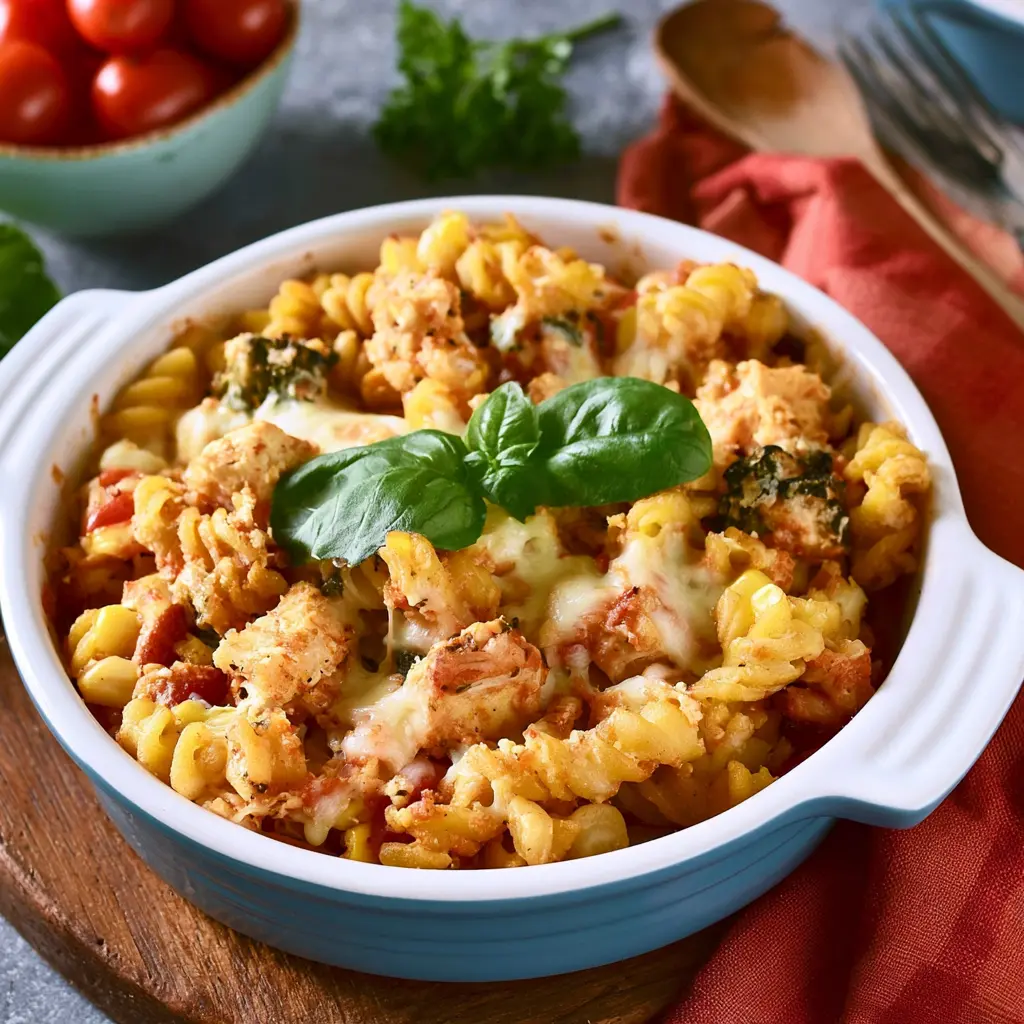 Chickpea Pasta Chicken Bake Cozy Real Comfort Your Family Will Love 5 Chickpea Pasta Chicken Bake recipe, served and ready to eat in a baking dish