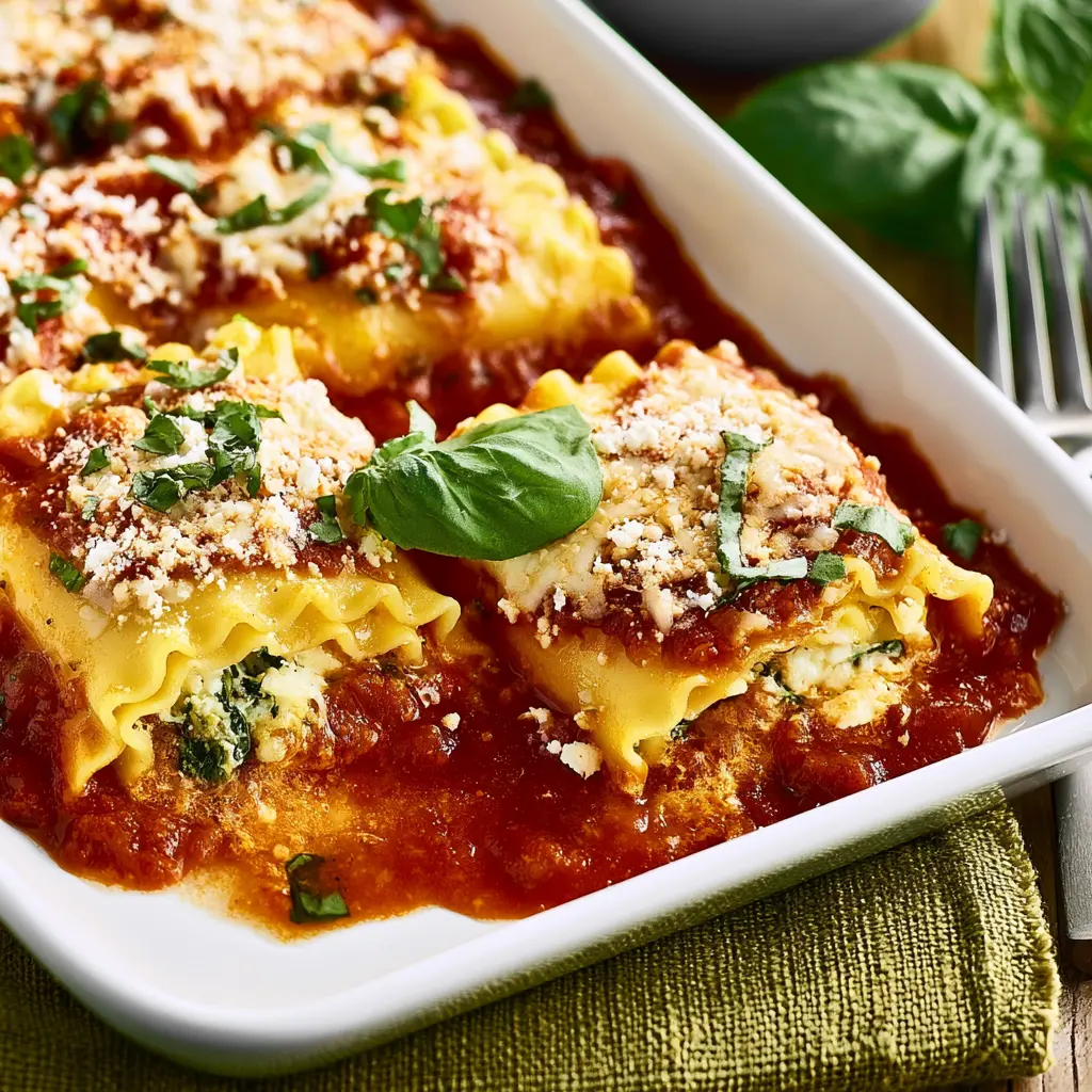 Protein Lasagna Roll Ups Your New Favorite Satisfying Dinner 5 Protein lasagna roll ups served in a baking dish, golden and bubbly, ready to eat