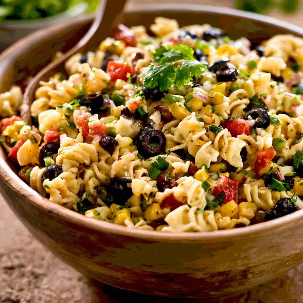 Fiesta Pasta Salad served in a large bowl, ready to eat
