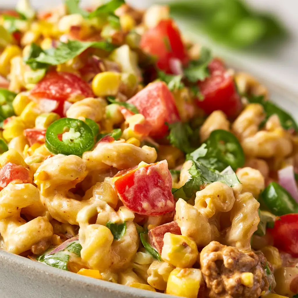 Taco Macaroni Salad Irresistible New Way to Make Your Best Lunch 5 Taco Macaroni Salad recipe, served and ready to eat, easy homemade dish