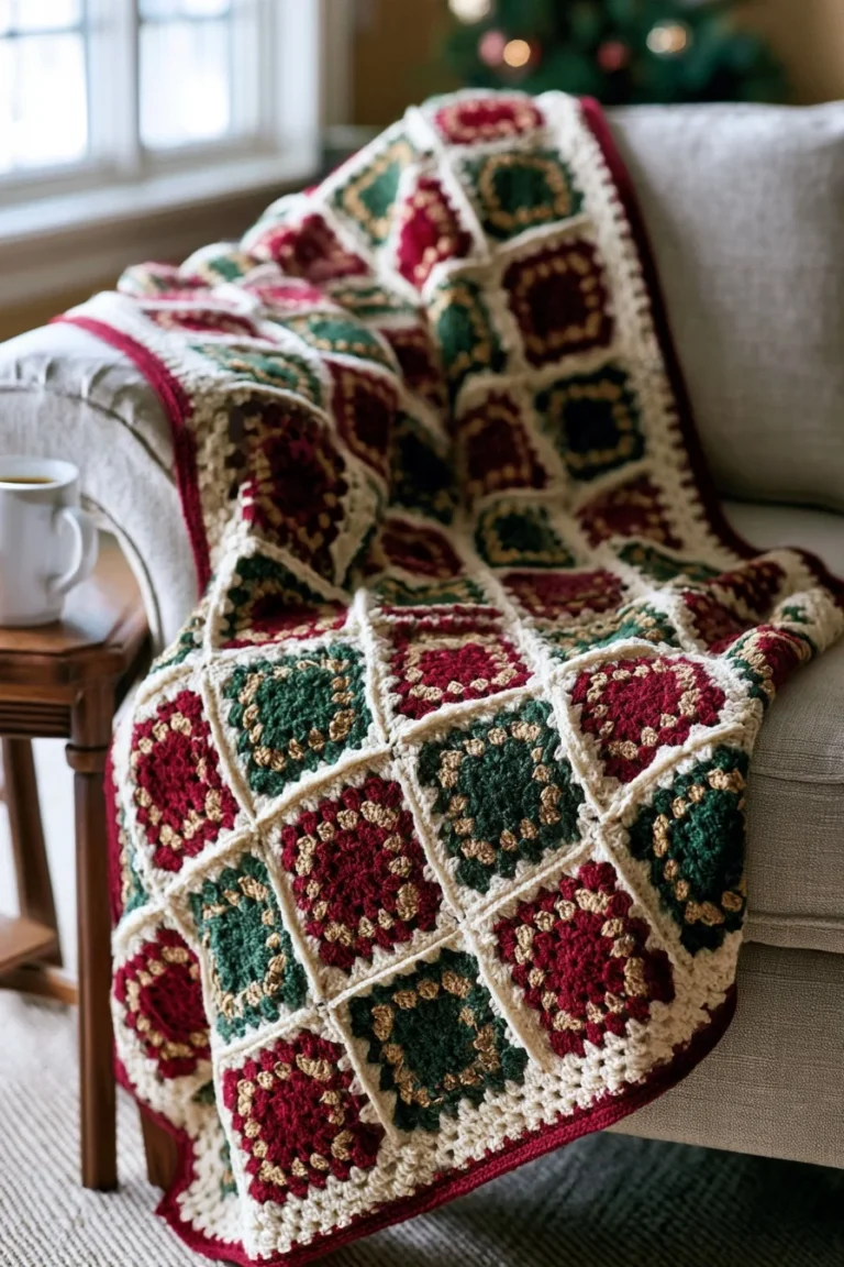 Christmas Granny Square Blanket Pattern for Beginners (Free, 3 Sizes) — free crochet pattern