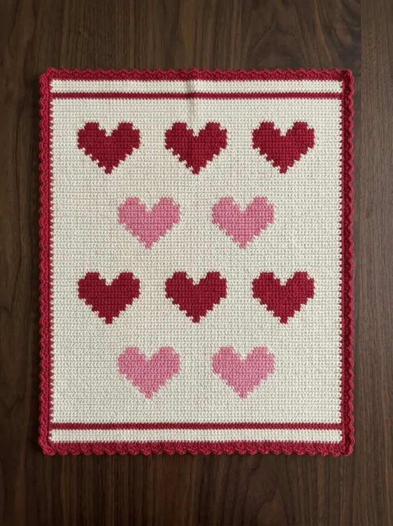 Crochet Heart Placemat Pattern for Valentine’s Day (Free, Scalloped) — free crochet pattern