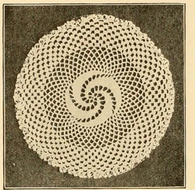 Spiral Mesh Doily 1 Spiral Mesh Doily — original 1915 photograph of the spiral crochet doily